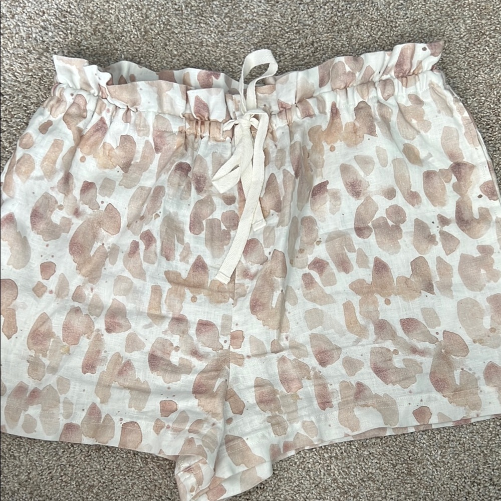 Bella Dahl Printed Linen Shorts, Size Medium